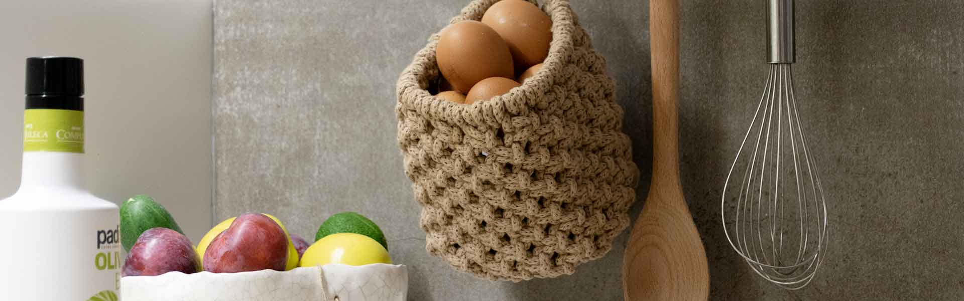 Cesto huevero macramé