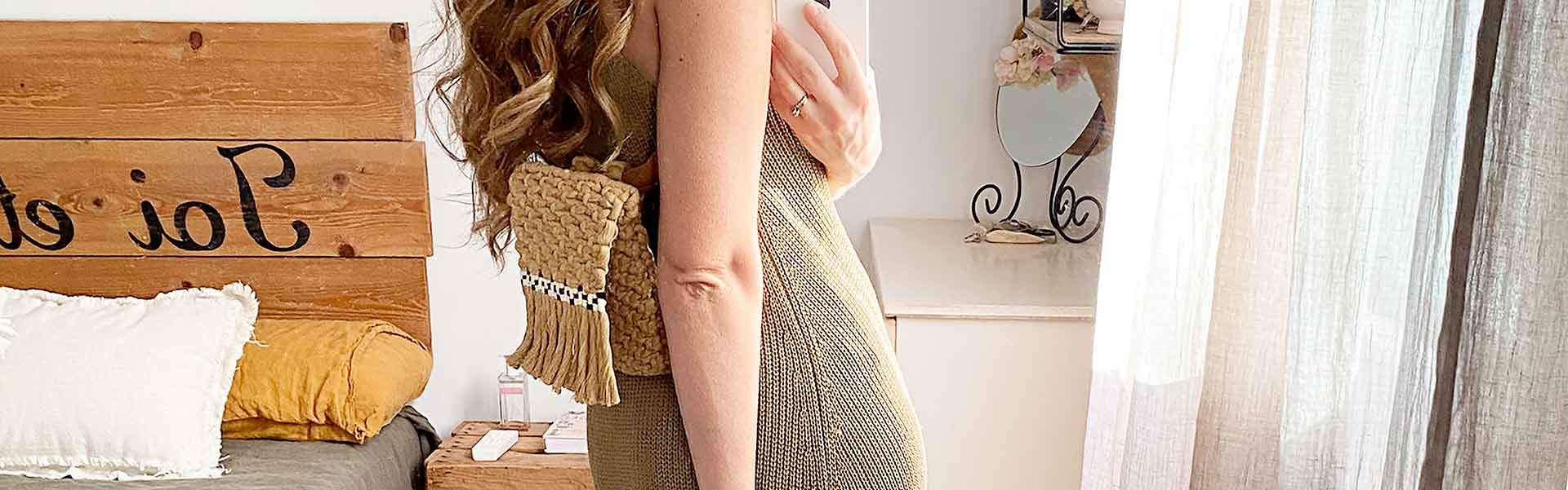 Mini bolsillo riñonera de macramé