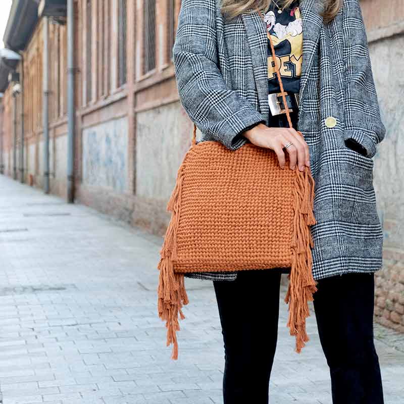 Bolso macrame boho flecos MAXI