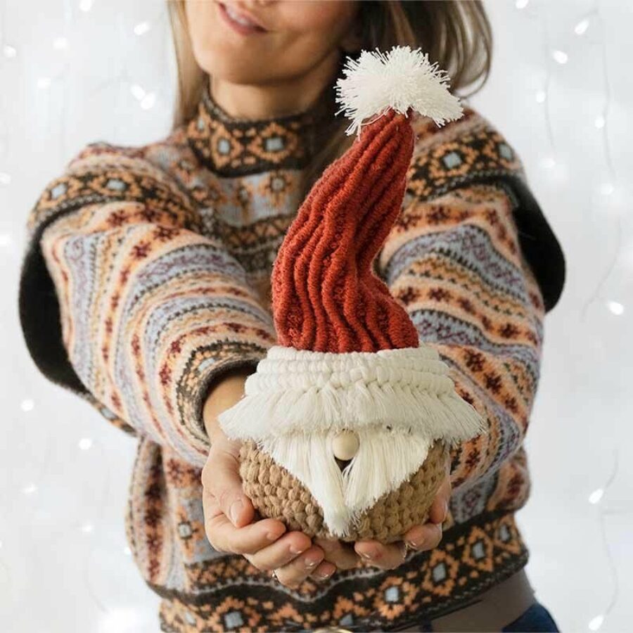 Bombonera navidad macramé