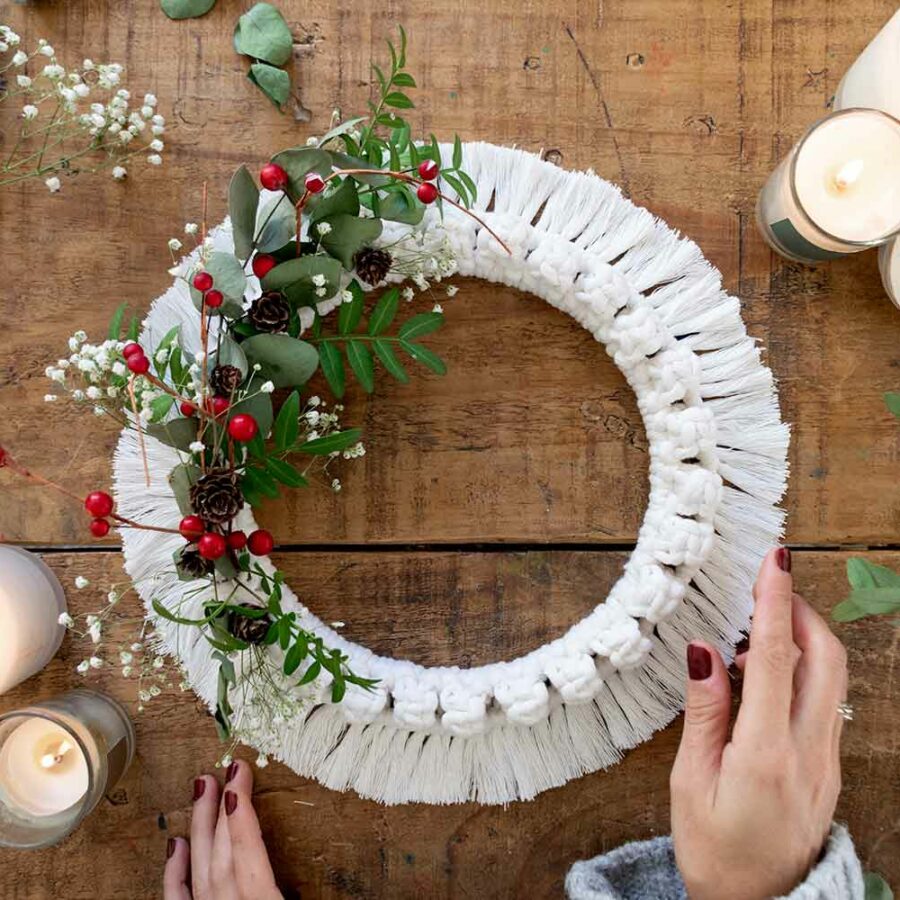 corona navidad macrame