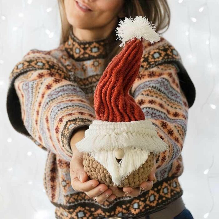 Bombonera navidad macramé